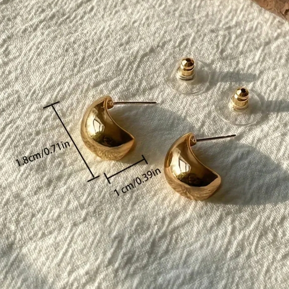 Gold Half Hoop Earrings - Picture 3 of 4